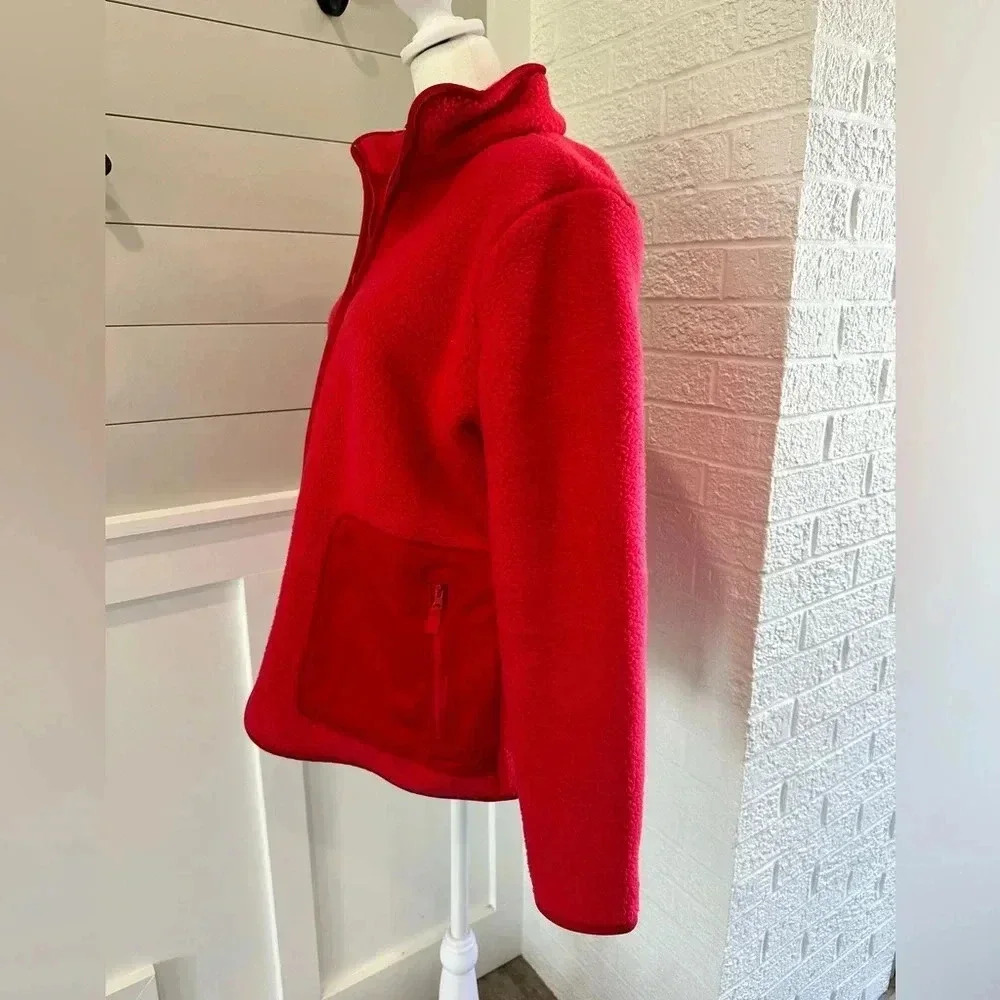 Talbots T By Talbots, Red Fleece Jacket ~ Size M - image 3